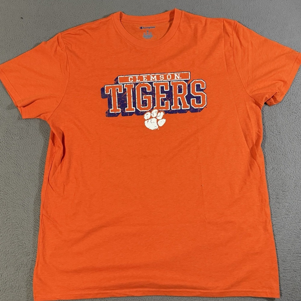 Champion Clemson University Tigers Graphic T-Shirt Adult Size XL Orange Football
